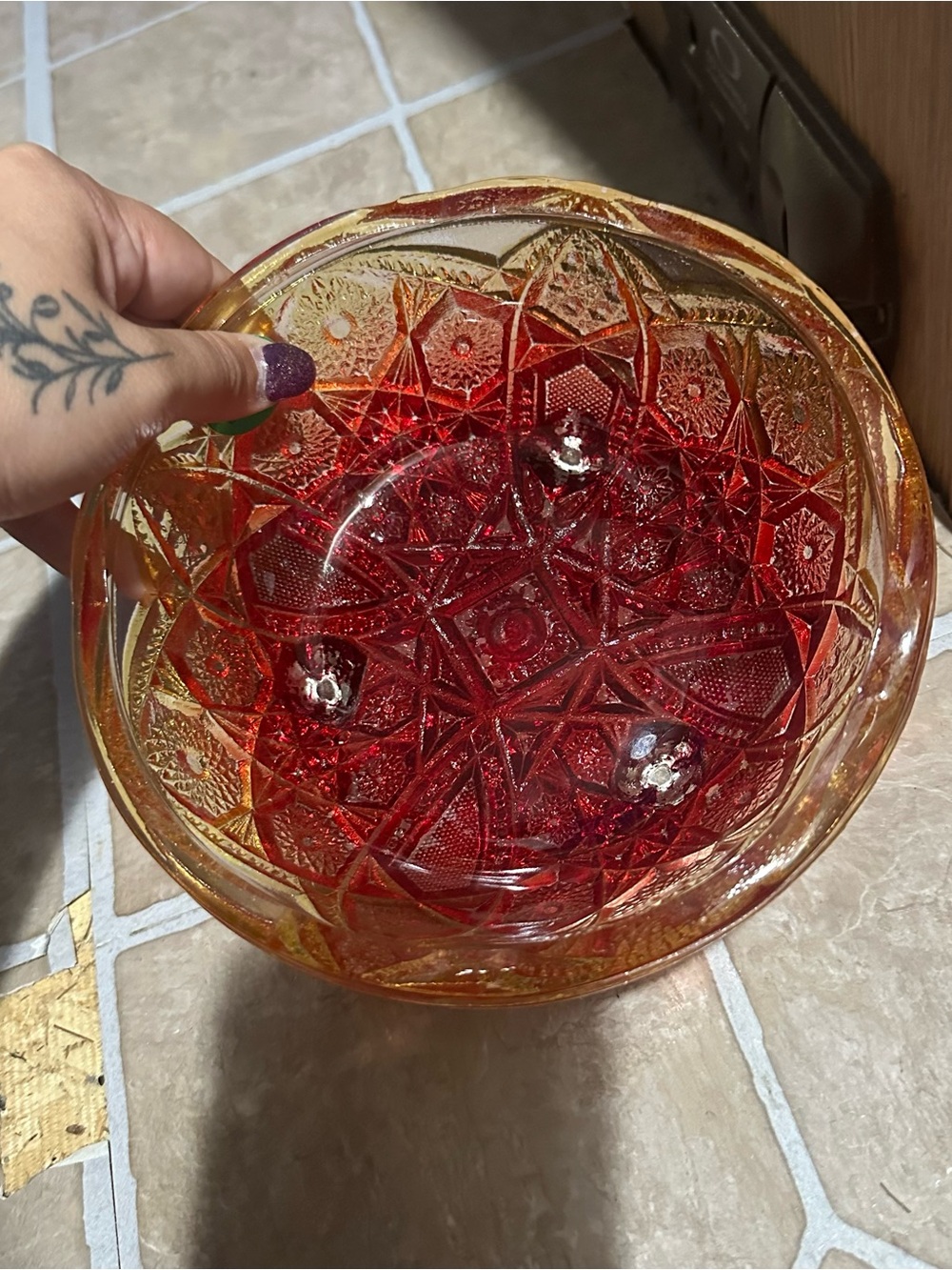Vtg | Reverse Amberina Bowl